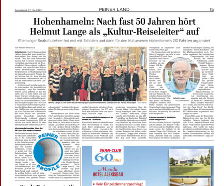 Bericht der Hilfdesheimer Allgemeinen Zeitung über die 50. internationale KVH-Kulturreise