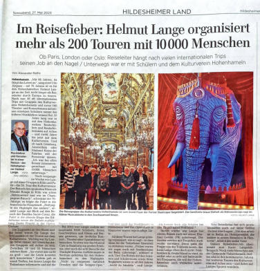 Bericht der Peiner Allgemeinen Zeitung über die 50. internationale Kulturreise